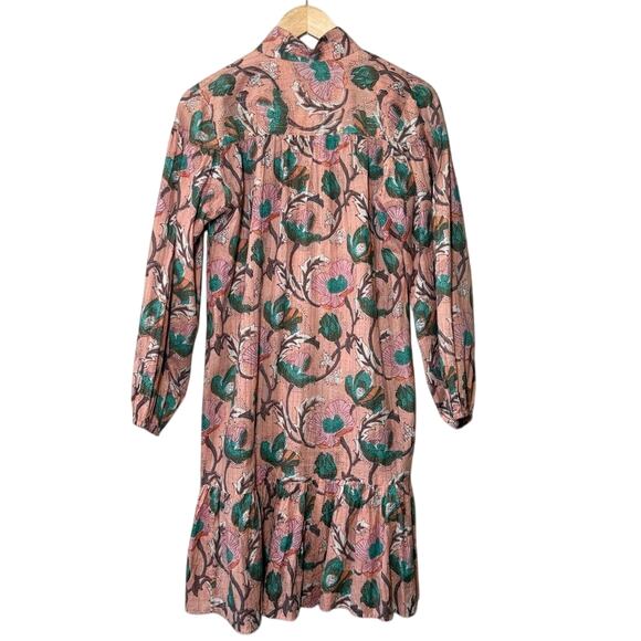 Lola Australia Women's April Floral Bohemian Button-Front Long Sleeve Dress Sz L - Picture 2 of 8